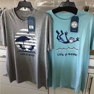 Two Men’s Life is Good short sleeve T-shirts/brand new
